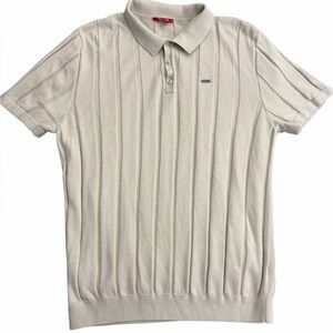 Guess Los Angeles Ribbed Knit Polo Shirt Tan Beige Men’s XL